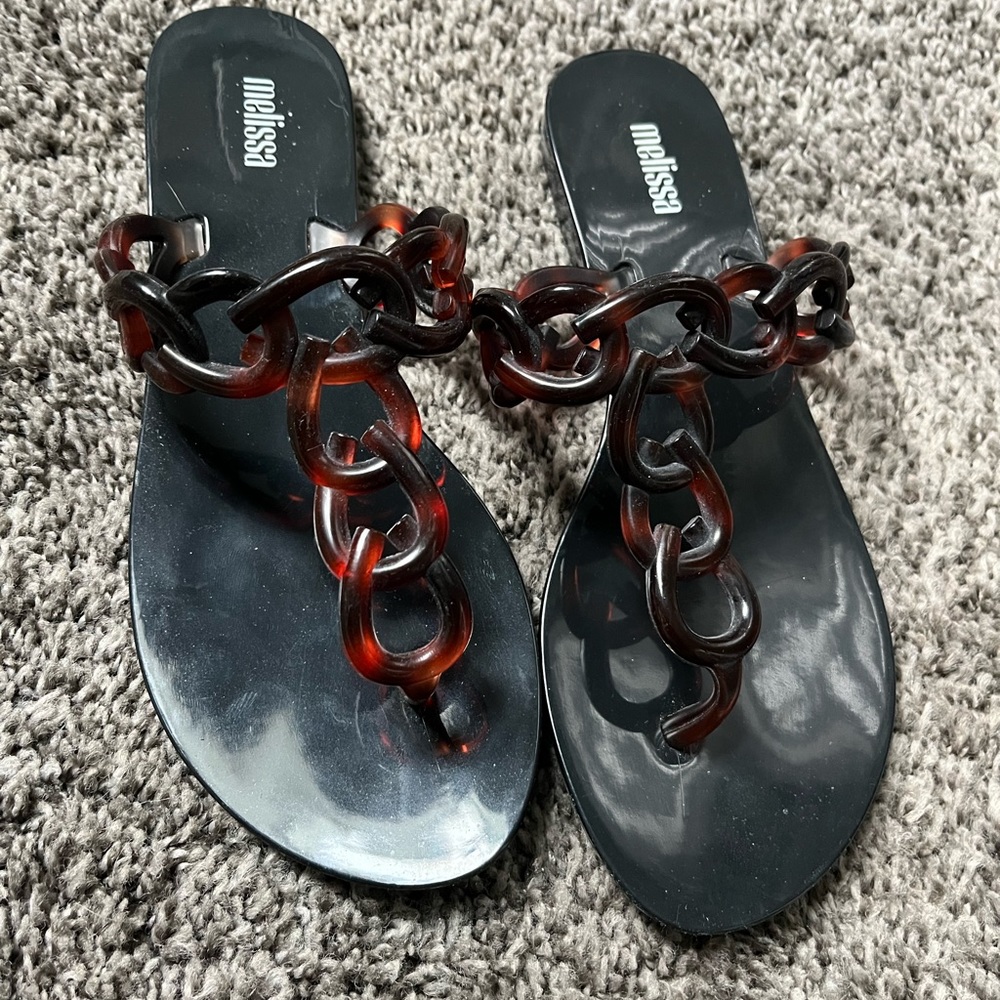Women’s Melissa Thong Faux Chain Detail Sandals Size 6